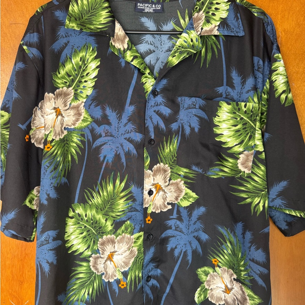 Pacifica Black Tropical Floral Shirt